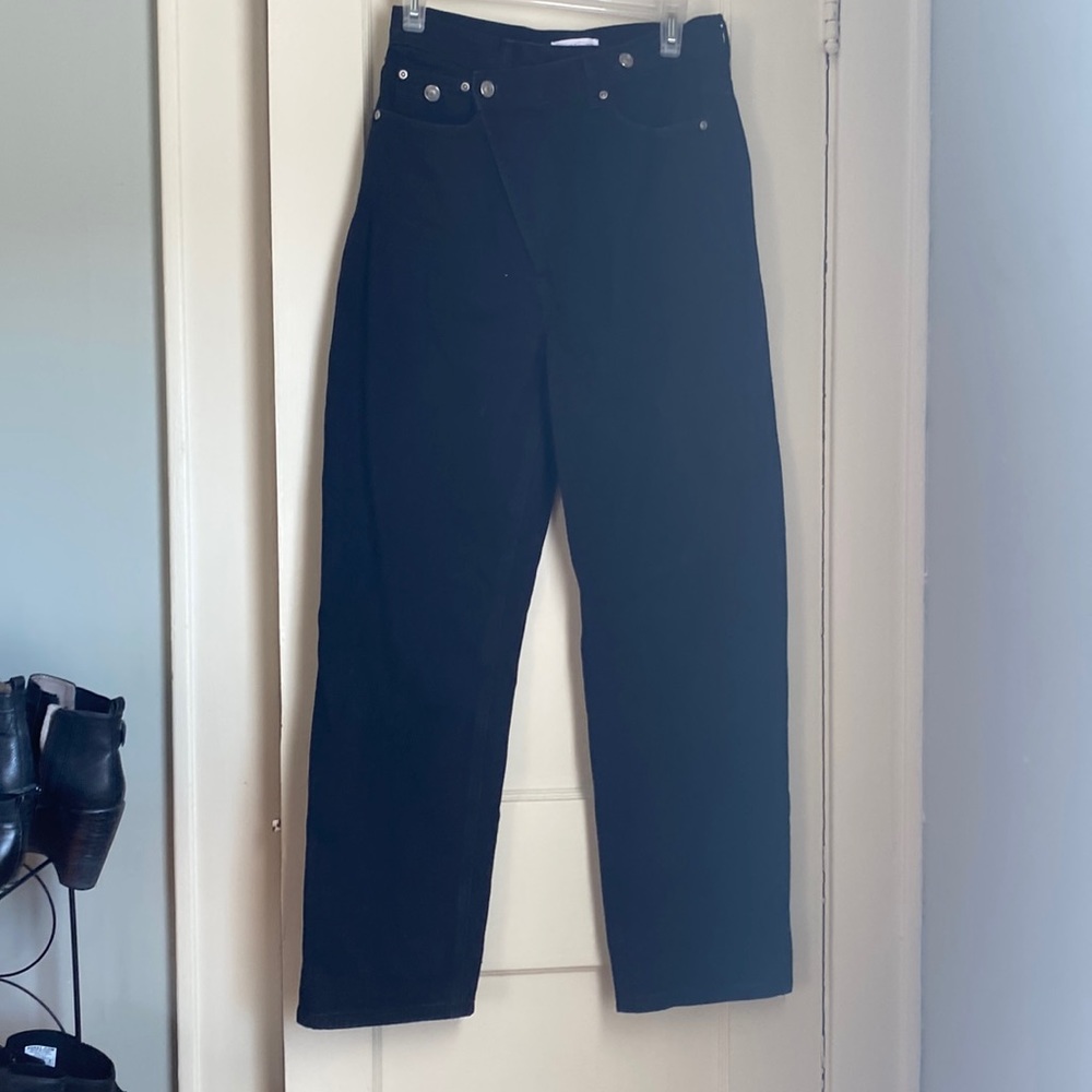 Cris cross button jeans black